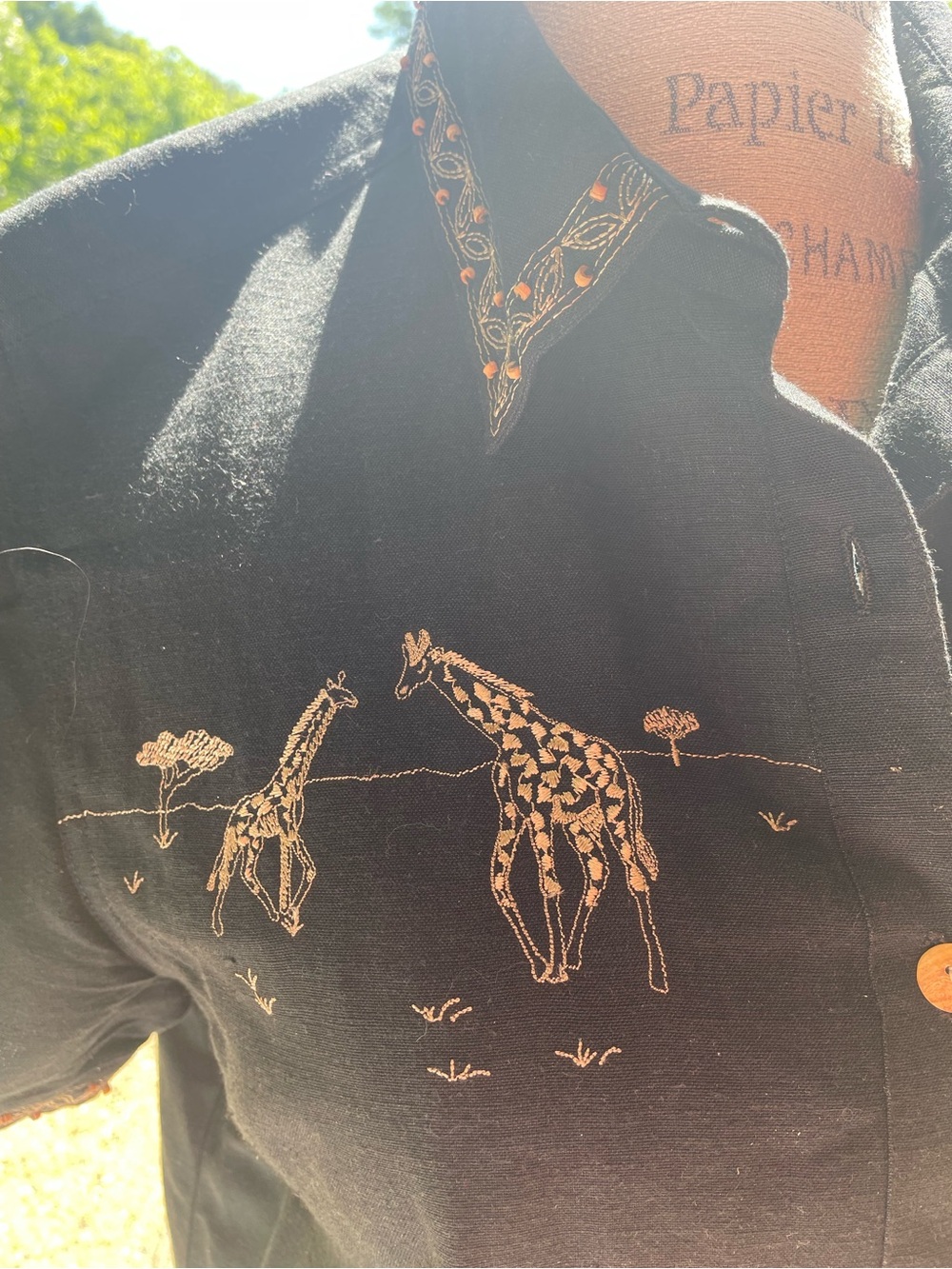 Lemon Grass Black Button-Up Top with Subtle Weave